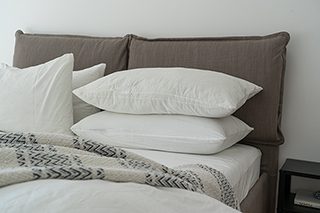 pillows on a sanitized mattress